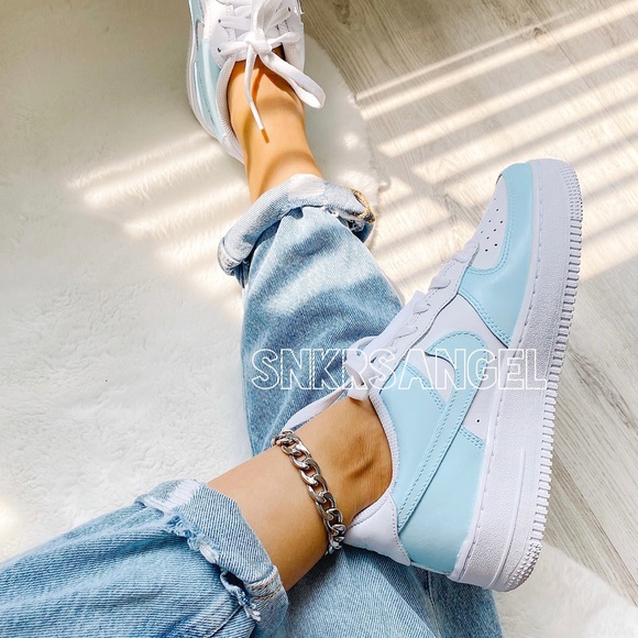 Nike custom air force 1 low baby blue light blue - Picture 2 of 2